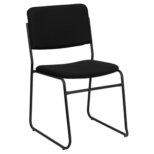 Hercules Series High Density Stacking Chair - Black, Sled Base 