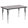 24" x 48" Activity Table - Adjustable Legs, Gray Thermal Fused Top - FLSH-XU-A2448-REC-GY-T-A-GG