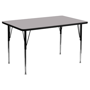 24" x 48" Activity Table - Adjustable Legs, Gray Thermal Fused Top 