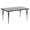 24" x 48" Preschool Activity Table - Adjustable Legs, Gray Thermal Fused Top - FLSH-XU-A2448-REC-GY-T-P-GG