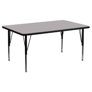 24" x 48" Preschool Activity Table - Adjustable Legs, Gray Thermal Fused Top 