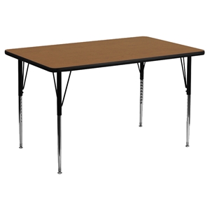 24" x 48" Activity Table - Adjustable Legs, Oak Thermal Fused Top 