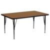 24" x 48" Preschool Activity Table - Adjustable Legs, Oak Thermal Fused Top - FLSH-XU-A2448-REC-OAK-T-P-GG