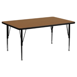 24" x 48" Preschool Activity Table - Adjustable Legs, Oak Thermal Fused Top 