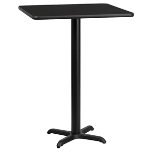 24" Square Bar Table - Black, Pedestal Base 