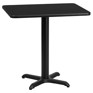 24" x 30" Rectangular Dining Table - Black, Pedestal Base 