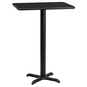 24" x 30" Rectangular Bar Table - Black, Pedestal Base 