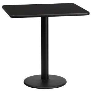24" x 30" Rectangular Dining Table - Black, 18" Round Pedestal Base 