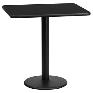 24" x 30" Rectangular Dining Table - Black, 18" Round Pedestal Base 