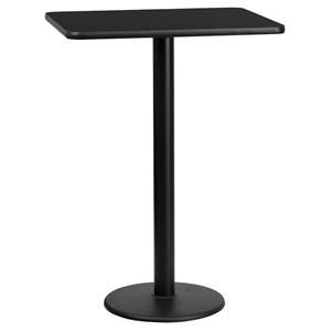 24" x 30" Rectangular Bar Table - Black, Round Pedestal Base 