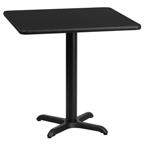 30" Square Dining Table - Black, Pedestal Base 