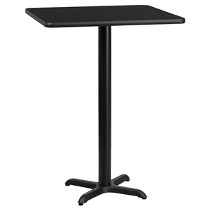 30" Square Bar Table - Black, Pedestal Base 