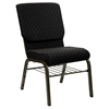 Hercules Series Stacking Church Chair - Black, Gold Vein Frame - FLSH-XU-CH-60096-BK-GG