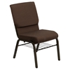 Hercules Series Stacking Church Chair - Book Rack, Brown, Gold Vein - FLSH-XU-CH-60096-BN-BAS-GG