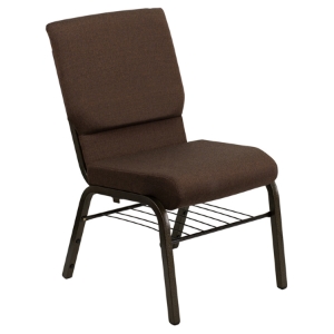 Hercules Series Stacking Church Chair - Brown, Gold Vein Frame 