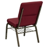 Hercules Series Stacking Church Chair - Burgundy, Gold Vein, Book Rack - FLSH-XU-CH-60096-BY-BAS-GG