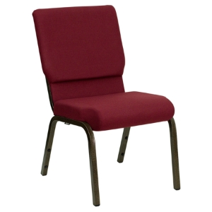 Hercules Series Stacking Church Chair - Burgundy, Gold Vein Frame 