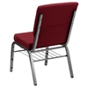 Hercules Series Stacking Church Chair - Burgundy, Silver Vein Frame - FLSH-XU-CH-60096-BY-SILV-GG