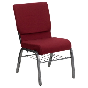 Hercules Series Stacking Church Chair - Burgundy, Silver Vein Frame 
