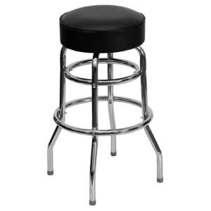 Double Ring Swivel Barstool - Chrome, Black 