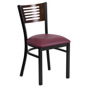 Hercules Series Side Chair - Walnut, Burgundy, Slat Back 