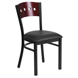 Hercules Series Side Chair - Mahogany, Black, 4 Square Back 