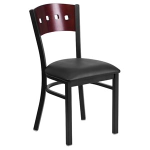 Hercules Series Side Chair - Mahogany, Black, 4 Square Back 