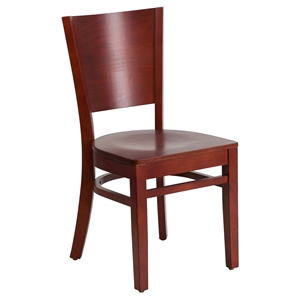 Lacey Series Wooden Side Chair - Mahogany, Solid Back 