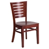 Darby Series Wooden Restaurant Chair - Mahogany, Slat Back - FLSH-XU-DG-W0108-MAH-MAH-GG