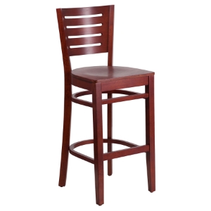 Darby Series Wooden Restaurant Barstool - Mahogany, Slat Back 