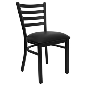 Hercules Series Metal Restaurant Chair - Black, Ladder Back 