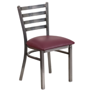 Hercules Series Metal Restaurant Chair - Clear, Burgundy, Ladder Back 
