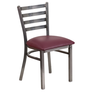 Hercules Series Metal Restaurant Chair - Clear, Burgundy, Ladder Back 
