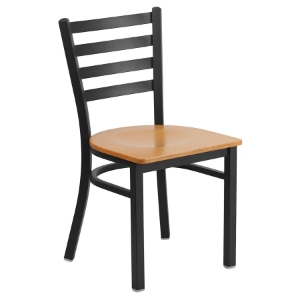 Hercules Series Metal Restaurant Chair - Black, Natural, Ladder Back 