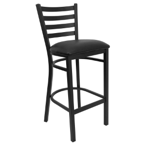 Hercules Series Metal Restaurant Barstool - Black, Ladder Back 