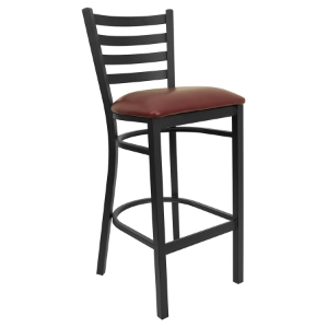 Hercules Series Metal Restaurant Barstool - Black, Burgundy, Ladder Back 
