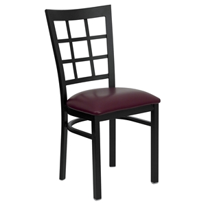 Hercules Series Side Chair - Black, Burgundy, Window Back 