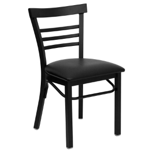 Hercules Series Metal Side Chair - Black, Ladder Back 