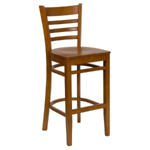 Hercules Series Wooden Restaurant Barstool - Cherry, Ladder Back 
