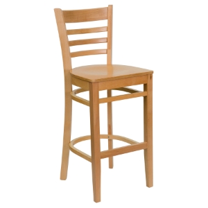 Hercules Series Wooden Restaurant Barstool - Natural, Ladder Back 
