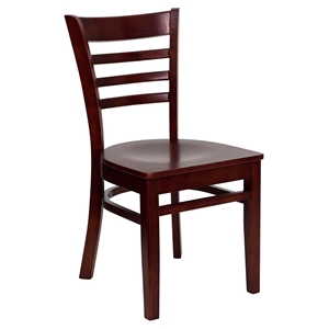 Hercules Series Wooden Restaurant Chair - Mahogany, Ladder Back 