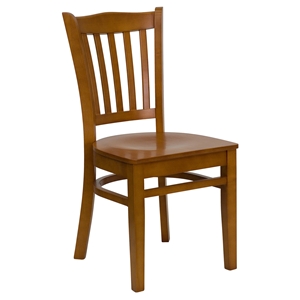 Hercules Series Wooden Side Chair - Cherry, Vertical Slat Back 