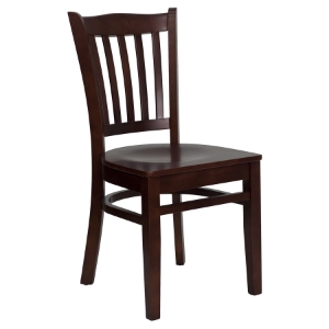 Hercules Series Wooden Side Chair - Mahogany, Vertical Slat Back 