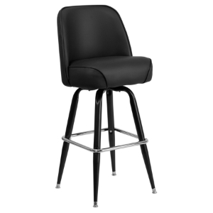 Metal Barstool - Swivel, Bucket Seat, Black 