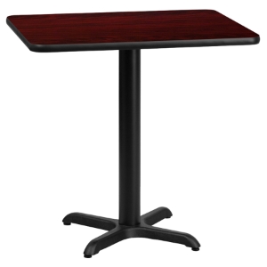 24" x 30" Rectangular Dining Table - Black, Mahogany, Pedestal Base 