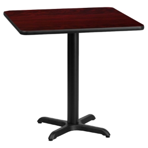 30" Square Dining Table - Mahogany, Black, Pedestal Base 