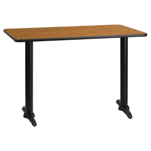30" x 45" Rectangular Dining Table - Black, Natural 