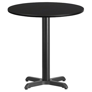 24" Round Dining Table - Black, 22" Pedestal Base 