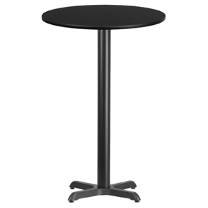 24" Round Bar Table - Black, 22" Pedestal Base 