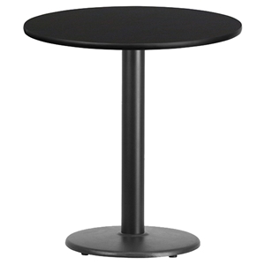 24" Round Dining Table - Black, 18" Round Pedestal Base 